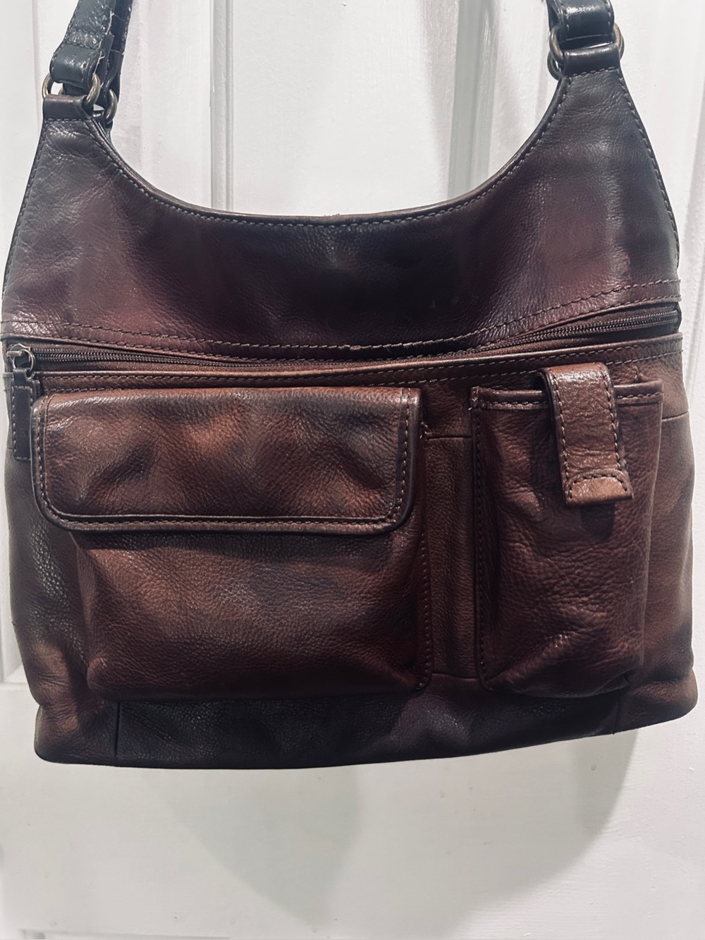 Vintage Rich Brown Fossil Shoulder Bag Multi Compartment style #75082